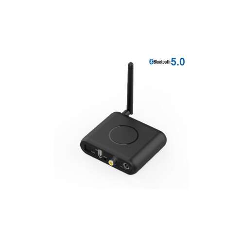 BT08 Bluetooth 5.0 audio vevő adapter mikrofon bemenettel, USB MP3 csatlakozóval, DAC digitális analóg átalakító, optikai és koaxiális bemenettel, 3,5 mm-es jack kimenettel és RCA kimenettel