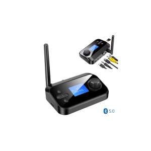 C41 Bluetooth 5.0 Audio adó/vevő adapter TF kártyahely, 3,5 mm Jack bemenet és kimenet, optikai és koaxiális bemenetek, LCD kijelző - Bluetooth adapter