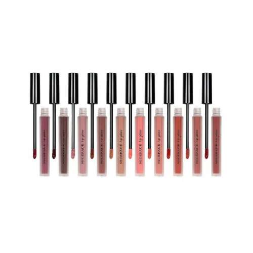 Niceface 10 Piece Matte Lip Gloss Set, 10 different shades of nude, long-lasting, non-stick, mousse formula