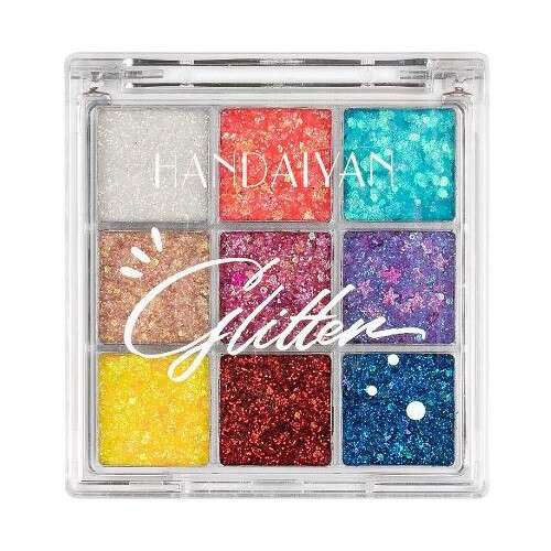 Handaiyan Glitter Blush Kit, 9 colors, 9 shades of glitter blush for eyes and face