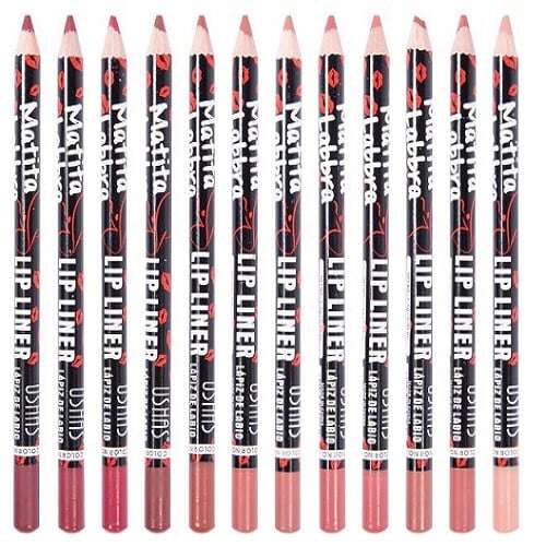 Zestaw 12 kredek do ust Ushas, 12 różnych odcieni kredek do ust, matowe wykończenie, długotrwały, precyzyjny aplikator