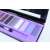 Close-up of Febble 12-color eyeshadow palette, purple and black packaging