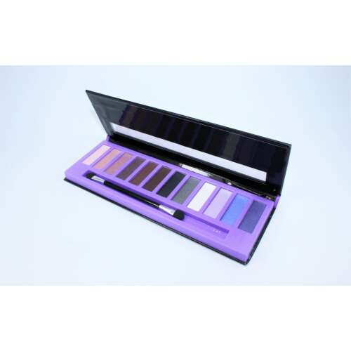 Febble 12-color eyeshadow palette with brush, purple and black packaging