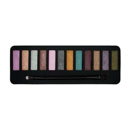 W7 Metal Pop Soft Metallic Shimmers Lidschattenpalette, 12 Farben, geöffnete Palette mit metallischen Lidschatten