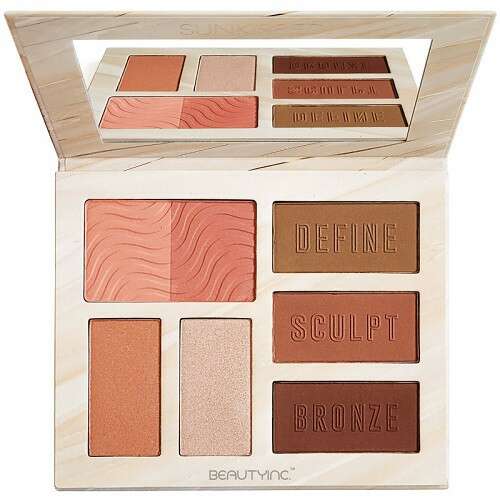 Sunkissed Contour Pro Bronzing Face Palette, 7 odtieňov, otvorená, zobrazujúca odtiene