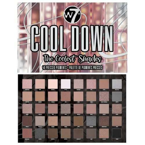 W7 Cool Down Eyeshadow Palette, 40 Pressed Pigments, Cool toned shades for eye makeup