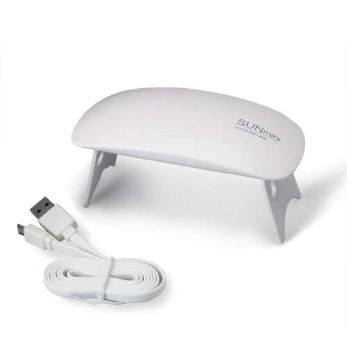 UV LED лампа за нокти SUN mini с USB кабел, бяла, за втвърдяване на гел лак и ноктопластика