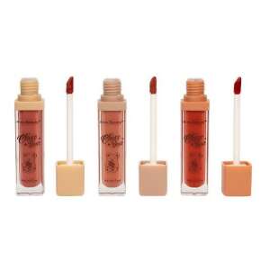 Kiss Beauty Choco Bear 3 Piece Velvet Lip Gloss Set, 3 shades of matte liquid lipstick, long-lasting, transfer-proof, hydrating, smooth application, perfect for everyday wear - Mouth