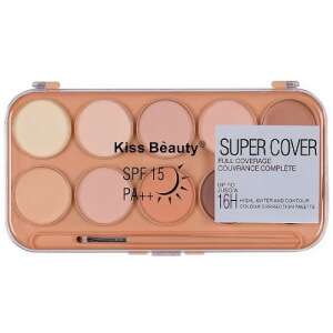 Kiss Beauty Super Cover Pełne Krycie Highlighter i Kontur Paleta Korekcji Koloru, 02, SPF 15, PA++ - Korektor