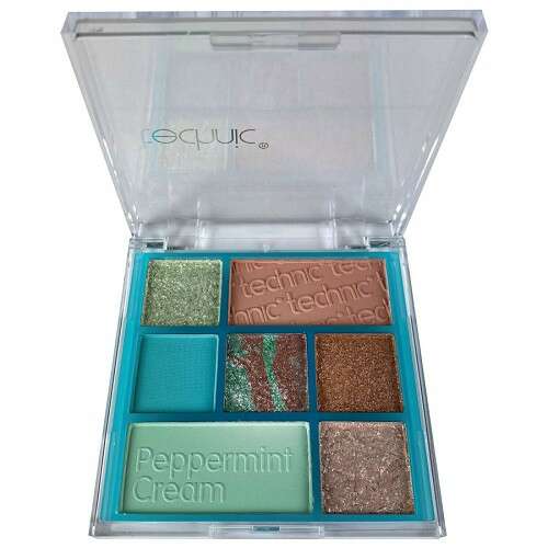 Technic Lidschatten-Palette Peppermint Cream, 7 Farben, mit matten, schimmernden und intensiven, cremigen Glitzer-Farben