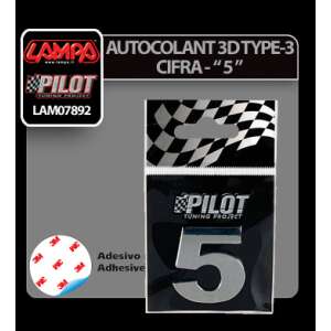 Pilot Tuning Project Număr 3D Cromat 5 Autocolant - Abțibilduri auto.