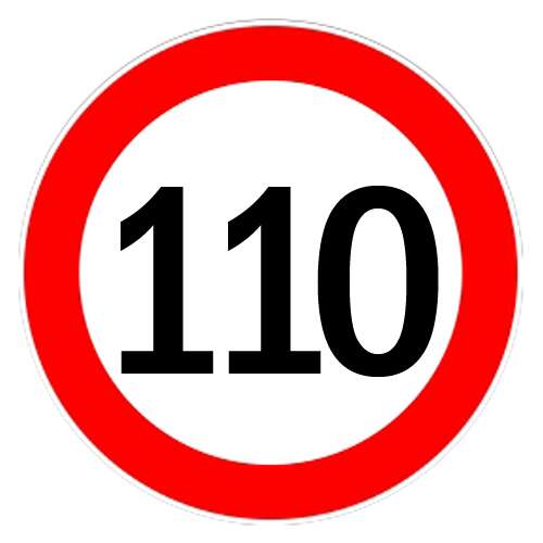 110 km/h sebességkorlátozó matrica, 13cm átmérő