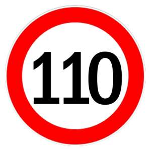 Autocolant limită de viteză 110 km/h, diametru 13 cm - Abțibilduri auto.