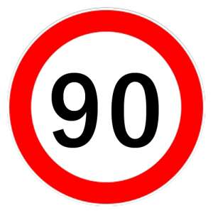 90 km/h speed limit sticker, 13cm diameter - Car decal
