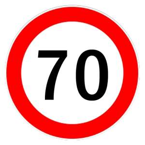 70 km/h speed limit sticker, 13cm diameter - Car decal