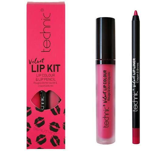 Technic Velvet Lip Kit in Little Fuchsia, enthält einen flüssigen Lippenstift und einen Lipliner