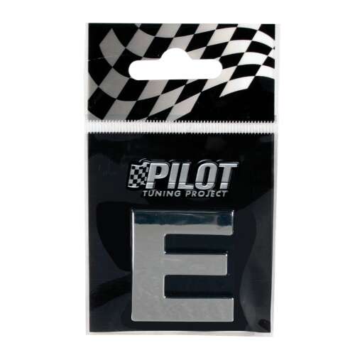 Pilot Tuning Project 3D litera E, crom, 28 mm, autocolant