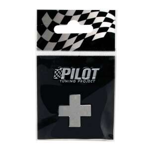 Pilot Tuning Project Autocolant 3D pentru Mașină, Semn Plus, Argintiu, 28mm - Abțibilduri auto.