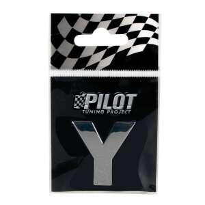 Pilot Tuning Project 3D litera Y, crom, 28 mm, autocolant - Abțibilduri auto.