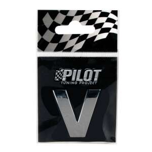 Pilot Tuning Project 3D Chrome Letter V Car Sticker - Car decal