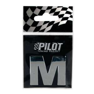 Pilot Tuning Project 3D litera M, crom, 28 mm, autocolant - Abțibilduri auto.