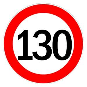 130 km/h speed limit sticker, 13cm diameter - Car decal