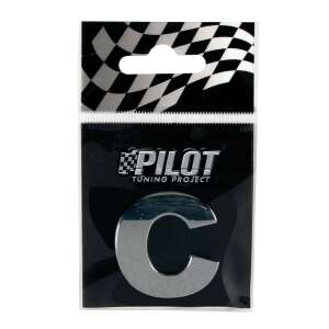 Autocolant 3D crom Type-3 (28mm) litera - C