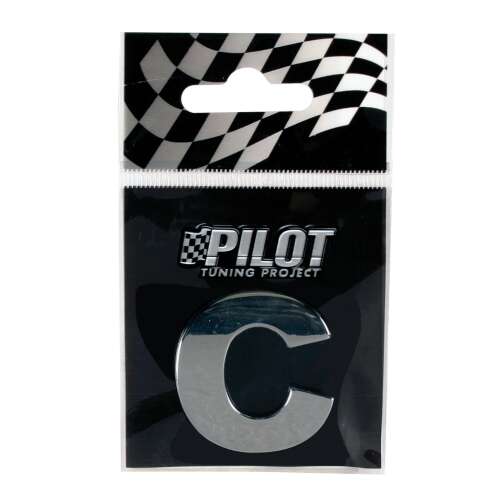 Autocolant 3D crom Type-3 (28mm) litera - C