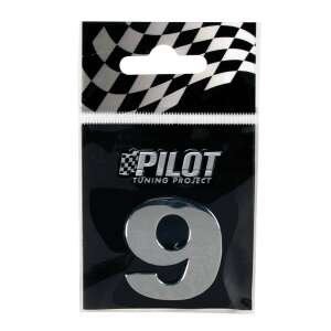 Pilot Tuning Project 3D chrome car number 9 sticker - Car decal