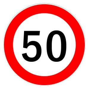50 km/h speed limit sign sticker, 13cm diameter - Car decal