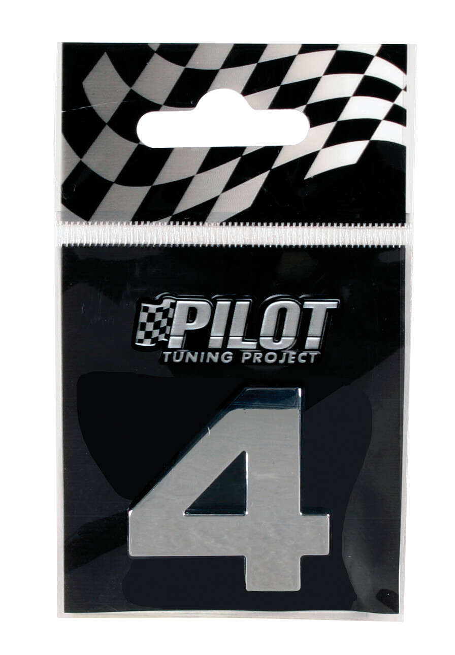 Autocolant 3D crom Type-3 (28mm) cifra - " 4 "