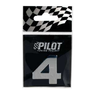 Pilot Tuning Project Autocolant 3D cromat numărul 4 - Abțibilduri auto.