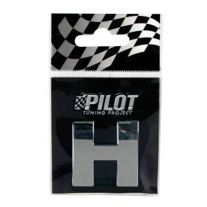 Pilot Tuning Project 3D litera H, crom, 28 mm, autocolant - Abțibilduri auto.