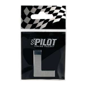 Pilot Tuning Project 3D letter L chrome sticker, 28mm - Car decal