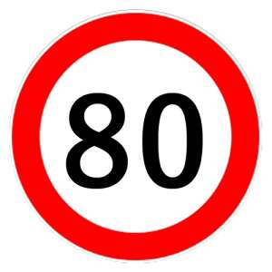 80 km/h speed limit sign sticker, 13cm diameter - Car decal