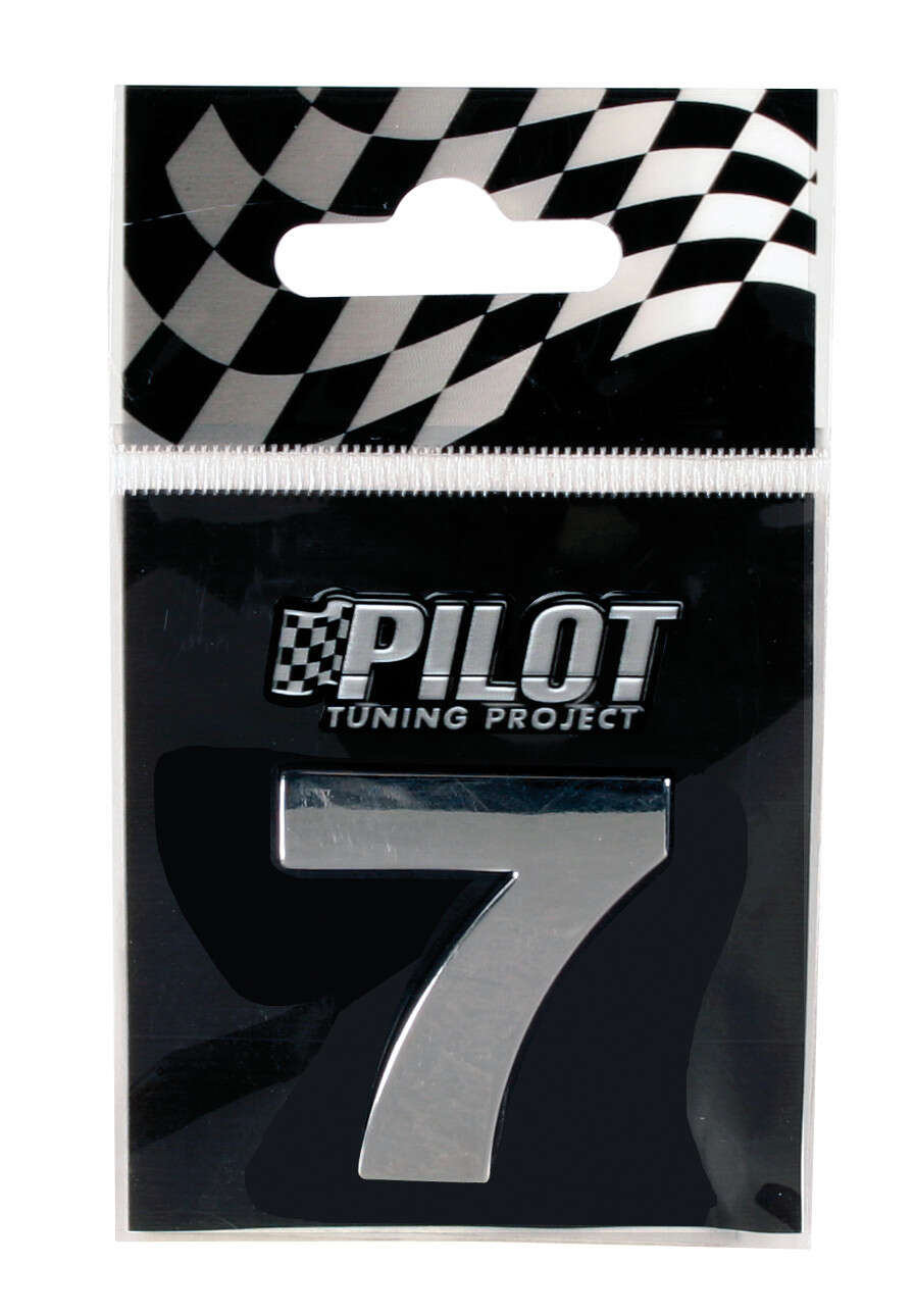 Autocolant 3D crom Type-3 (28mm) cifra - " 7 "