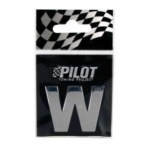 Pilot Tuning Project 3D letter W, chrome, 28mm, car sticker - Car decal