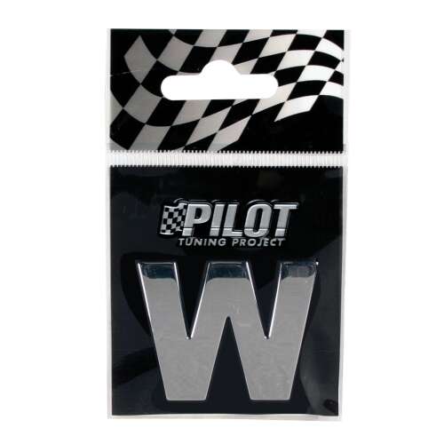 Pilot Tuning Project 3D litera W, crom, 28 mm, autocolant
