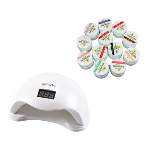 Sada UV LED lampy na nechty SUNUV s 12 farbami UV gélu Coco More Professional