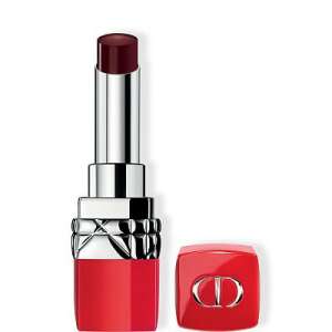 Rúž Dior Rouge Ultra Rouge 986 Ultra Radical, červený rúž so strieborným puzdrom, zatvorené puzdro - Ústa