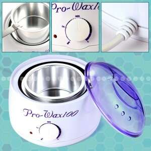 SensoPro Pro Wax 100 ohrievač vosku s nastaviteľným termostatom, detailný pohľad na ohrievač vosku, veko, ovládač a špachtľu - Depilácia&Holenie
