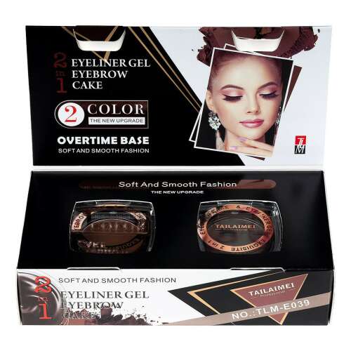 Taliaimei 2 in 1 Eyeliner Gel and Eyebrow Cake, brown and black, with brush