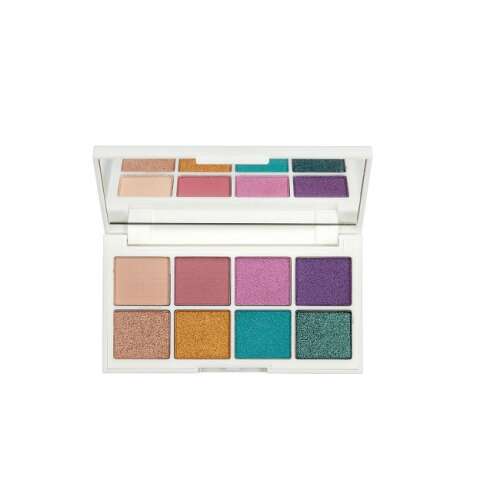 Febble Eyeshadow Palette, 8 colors,  with 2 matte and 6 shimmer shades,  open palette showing all colors