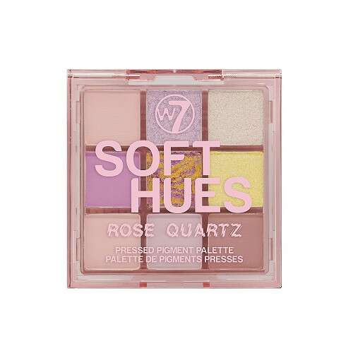 W7 Soft Hues Rose Quartz szemhéjfesték paletta, 9 színárnyalat, préselt pigment paletta