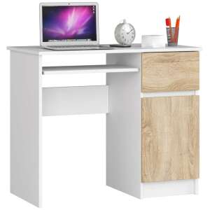 Íróasztal - Akord Furniture - 90 cm - fehér / sonoma tölgy 65545891 Íróasztalok