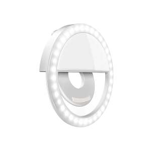 Selfie Ring Light LED, Anpro, telefon mobil smartphone tableta, contine acumulator si cablu USB, incarcare micro USB 5V, alb 68394244 Lumini LED rotunde și lămpi rotunde