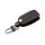 Black leather key cover for VW, Volkswagen, Seat or Skoda car keys with key chain, side view