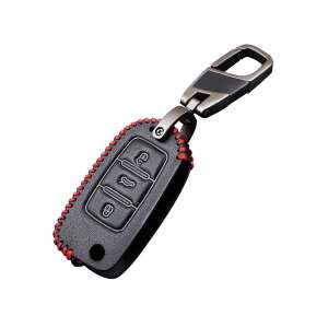 Hand-stitched Eco-leather Car Key Cover with Keychain, for Volkswagen, Seat, Skoda