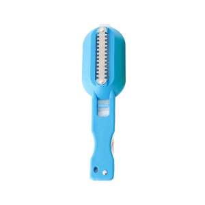 Blue fish scaler with built-in knife and scales container - Peeler