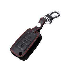 Car Key Remote Cover for VW, Volkswagen, Skoda or Seat, Eco-Leather, Black